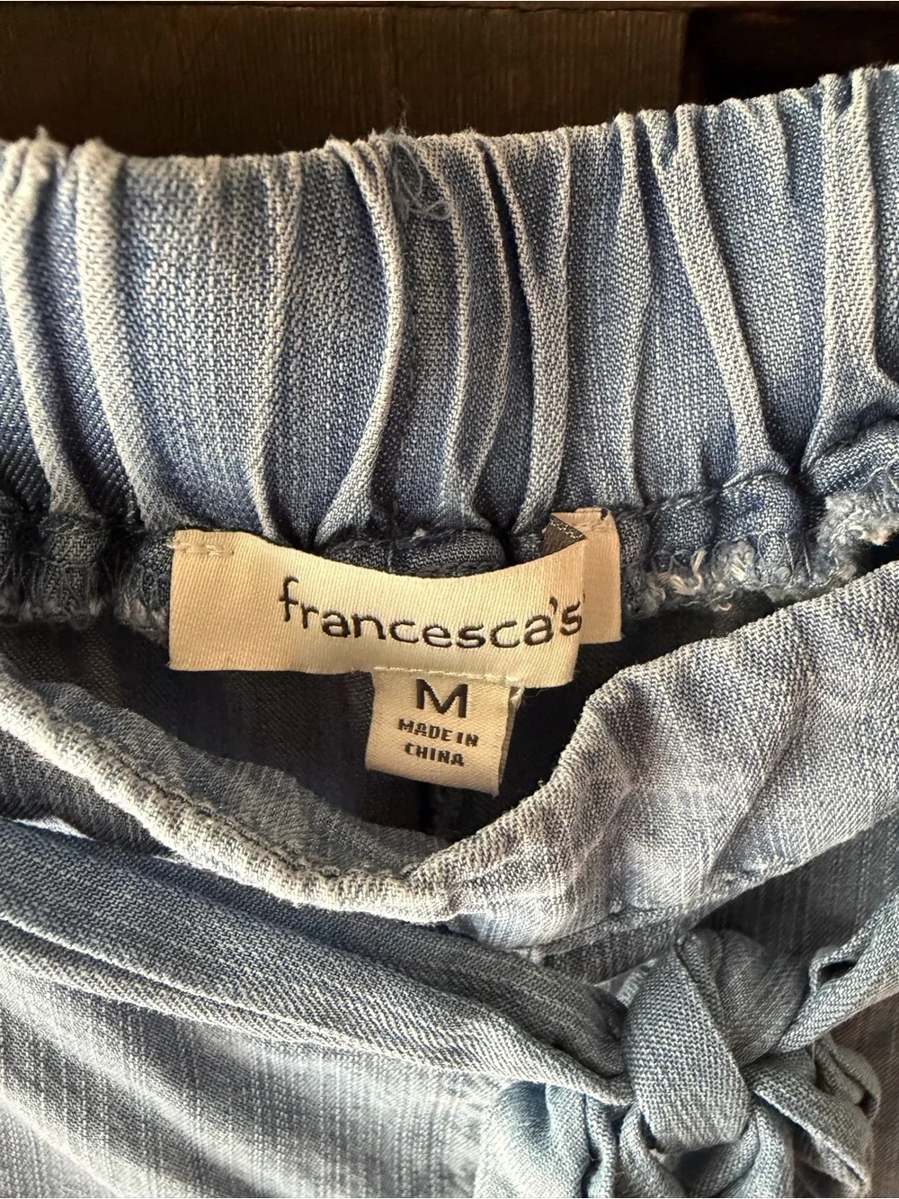 Francesca's Light Blue Tie-Waist Wide Leg Pants - Picture 3 of 7